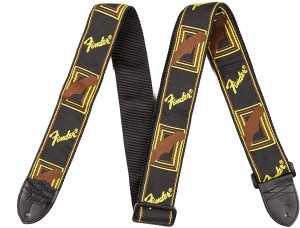 Pasek do Gitary - Fender 2" Weighless Monogrammed Strap, Black/Yellow/Brown