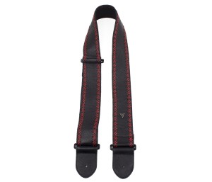 Pasek do Gitary - Perri's 7291 2.5” Soft Black Glove Leather with Red Fancy Stitch