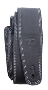Perri's 7781 2,5" Double Stutch Matte Black Padded Leather Pasek do gitary