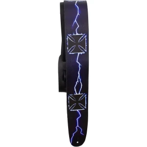 Perri's 11065 2,5" Blue Lightning Crosses Direct To Leather Pasek do gitary