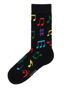 Perri's PSD311-001-O-M Multicolor Notes Crew Black Skarpety