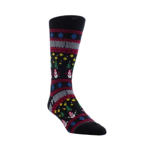 Perri's PSE128-001-O-M Novelty Christmas Santa Crew Black Skarpety