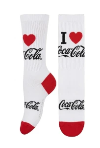 Perri's COF105-100-O-W I Love Coca Cola Crew White Woman Skarpety