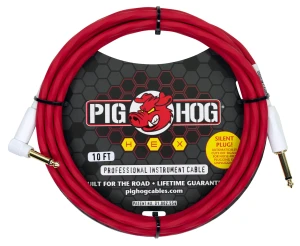 Pig Hog PHSH10CAR Hex Candy Apple Red Silent Kabel Instrumentalny 3m Łamany