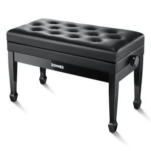 Donner Duet Piano Bench Black with Music Storage EC7164 Ława do pianina