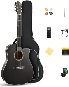 Donner Matte Black EC7041 Gitara elektroakustyczna ze wzmacniaczem