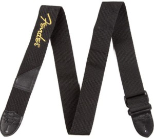Pasek do Gitary - Fender 2" Black Poly Strap w/ Yellow Fender Logo