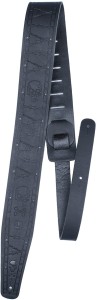 Pasek do Gitary - Perri's 6899 2,5" Black Belt Leather Skulls